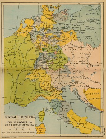 Central Europe 1803 after the Peace of Luneville 1801 and the Secularisations 1803